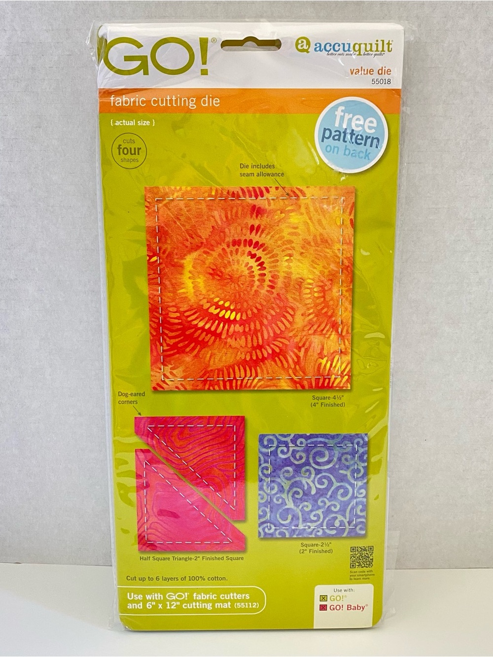AccuQuilt GO! Fabric Cutting Die Value Die 55018 Square Half Square Triangle